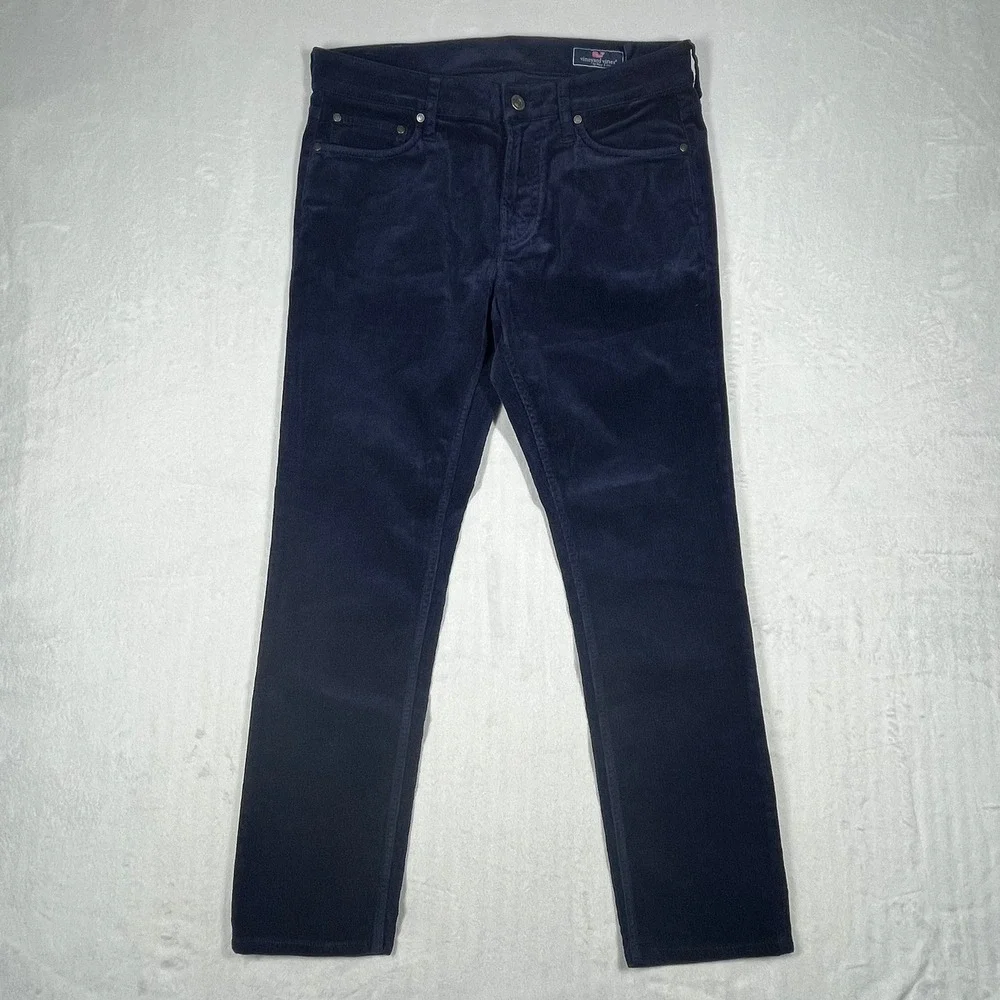 Vineyard Vines Corduroy Pants Mens 32x30 Navy Blue Slim Straight 1P001203 Preppy